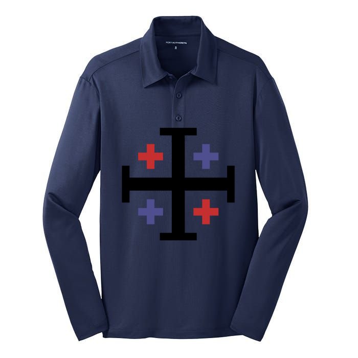 Cross TShirt. Christianity Shirt. Silk Touch Performance Long Sleeve Polo