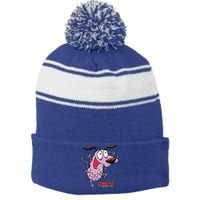 Courage The Cowardly Dog Christmas Lights Wrap Stripe Pom Pom Beanie