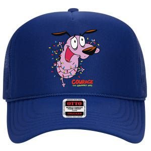 Courage The Cowardly Dog Christmas Lights Wrap High Crown Mesh Back Trucker Hat