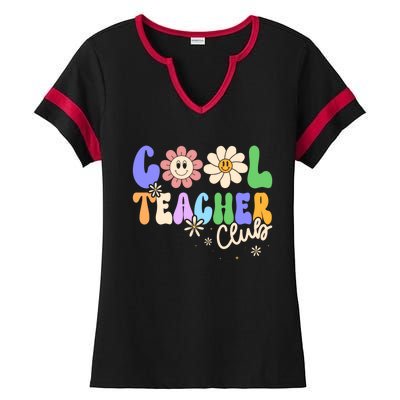 Cool Teacher Club Groovy Preschool Kindergarten Teacher Cool Gift Ladies Halftime Notch Neck Tee