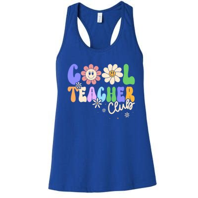 Cool Teacher Club Groovy Preschool Kindergarten Teacher Cool Gift Women's Racerback Tank