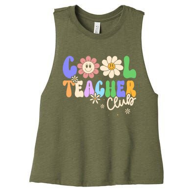 Cool Teacher Club Groovy Preschool Kindergarten Teacher Cool Gift Women's Racerback Cropped Tank