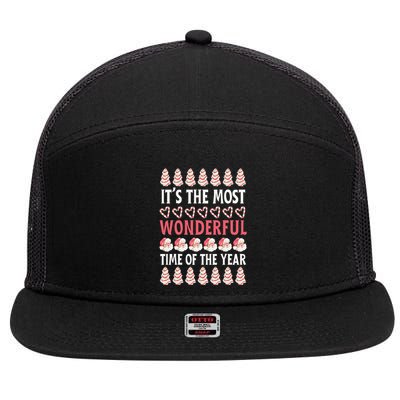 Christmas Tree Cake It’s The Most Wonderful Time Of The Year 7 Panel Mesh Trucker Snapback Hat