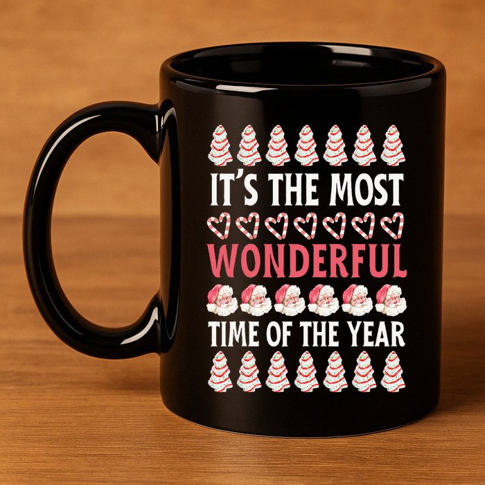 Christmas Tree Cake It’s The Most Wonderful Time Of The Year 11oz C Handle Ceramic Mug
