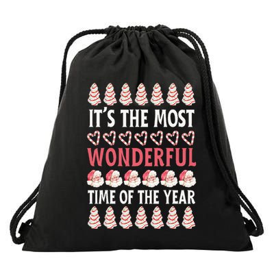 Christmas Tree Cake It’s The Most Wonderful Time Of The Year Drawstring Bag