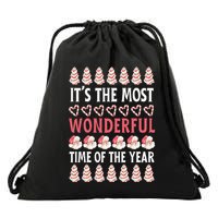 Christmas Tree Cake It’s The Most Wonderful Time Of The Year Drawstring Bag