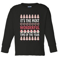 Christmas Tree Cake It’s The Most Wonderful Time Of The Year Toddler Long Sleeve Shirt