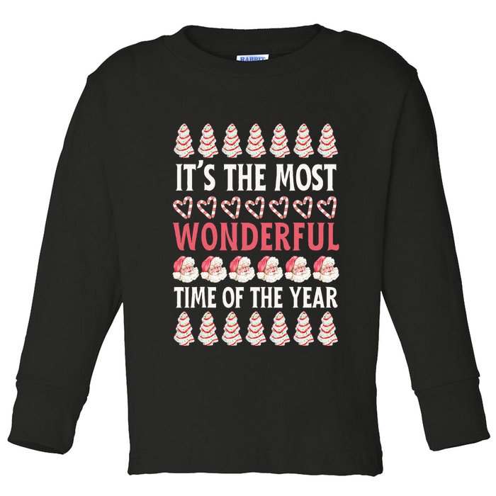 Christmas Tree Cake It’s The Most Wonderful Time Of The Year Toddler Long Sleeve Shirt