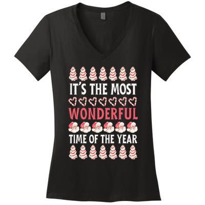 Christmas Tree Cake It’s The Most Wonderful Time Of The Year Women's V-Neck T-Shirt