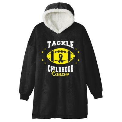 Childhood Tackle Childhood Cancer Awareness Football Gold Hooded Wearable Blanket