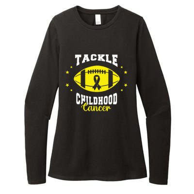 Childhood Tackle Childhood Cancer Awareness Football Gold Womens CVC Long Sleeve Shirt