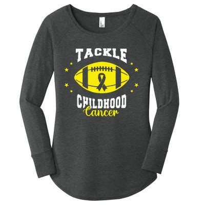 Childhood Tackle Childhood Cancer Awareness Football Gold Women's Perfect Tri Tunic Long Sleeve Shirt