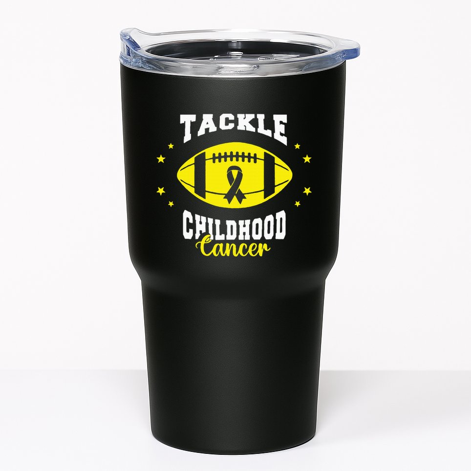 Childhood Tackle Childhood Cancer Awareness Football Gold Tumbler