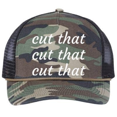 Cut That Cut That Cut That Funny Podcast Slogan Its Sunny Retro Rope Trucker Hat Cap