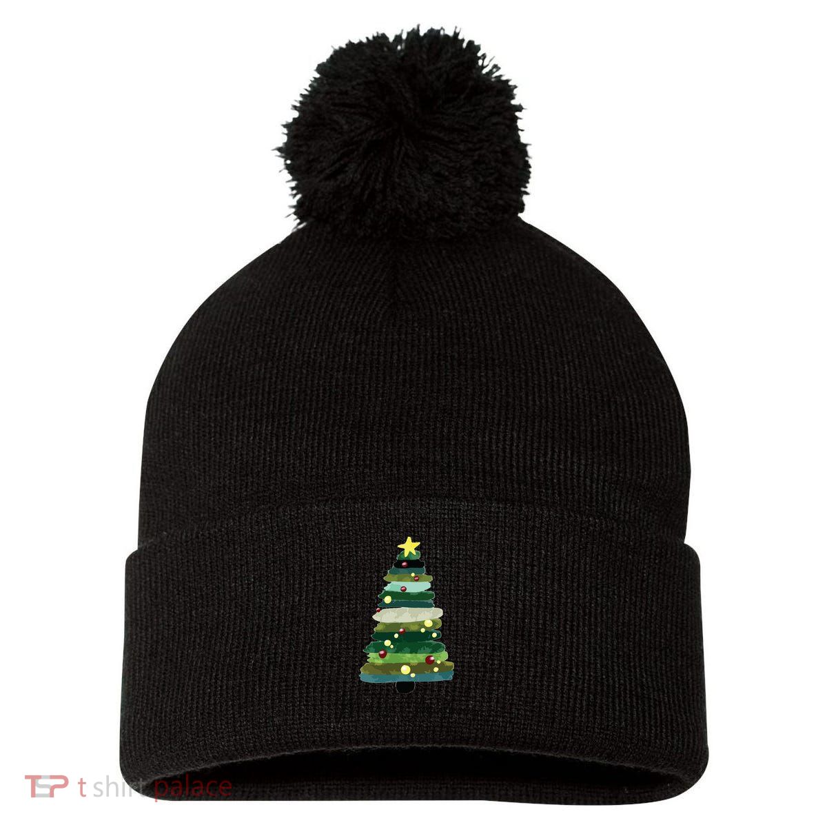 Christmas Trees Pom Pom 12in Knit Beanie