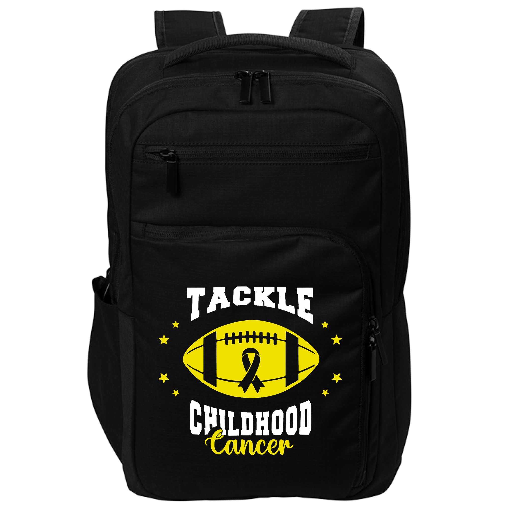 Childhood Tackle Childhood Cancer Awareness Football Gold Impact Tech Backpack
