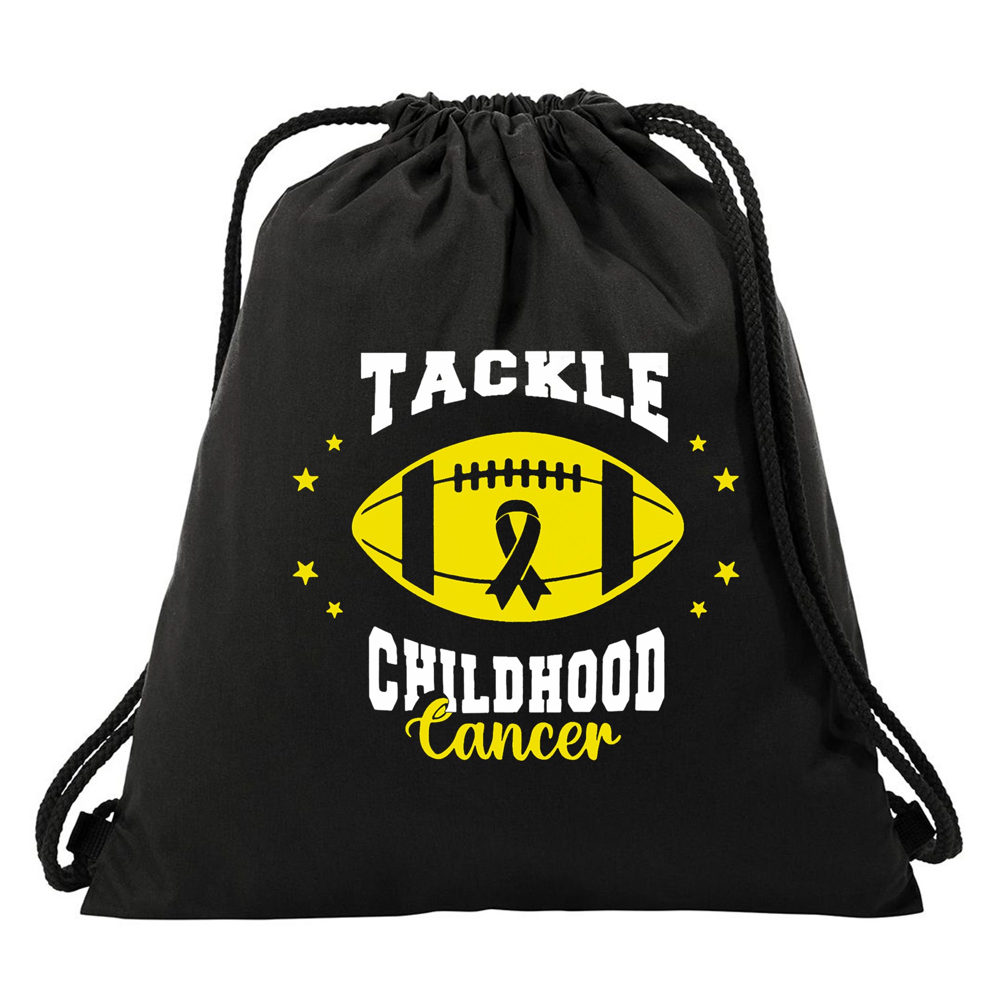 Childhood Tackle Childhood Cancer Awareness Football Gold Drawstring Bag