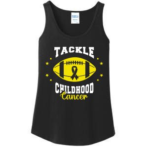 Childhood Tackle Childhood Cancer Awareness Football Gold Ladies Essential Tank