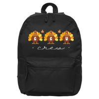 Cute Turkeys Ccu Crew Nurse Critical Care Unit Thanksgiving 16 in Basic Backpack