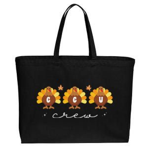 Cute Turkeys Ccu Crew Nurse Critical Care Unit Thanksgiving Cotton Canvas Jumbo Tote