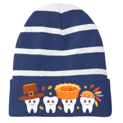 Cute Teeth Striped Beanie with Solid Band