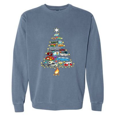 Christmas Tree Camper Vehicles Camping Rving Trailers Gift Garment-Dyed Sweatshirt