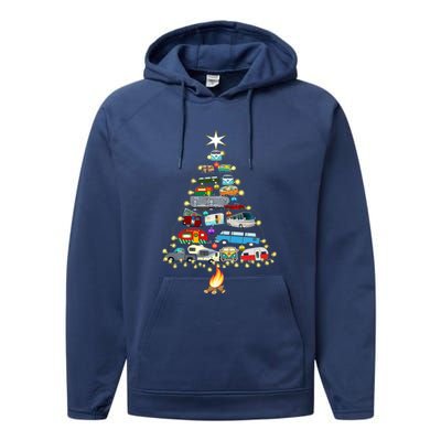 Christmas Tree Camper Vehicles Camping Rving Trailers Gift Performance Fleece Hoodie