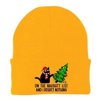 Christmas Tree Cat On The Naughty List And I Regret Nothing Gift Knit Cap Winter Beanie