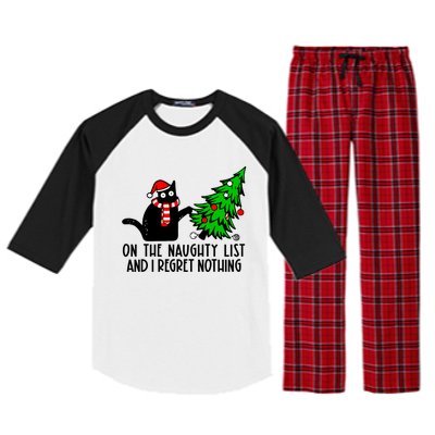 Christmas Tree Cat On The Naughty List And I Regret Nothing Gift Raglan Sleeve Pajama Set