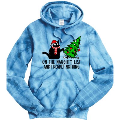 Christmas Tree Cat On The Naughty List And I Regret Nothing Gift Tie Dye Hoodie