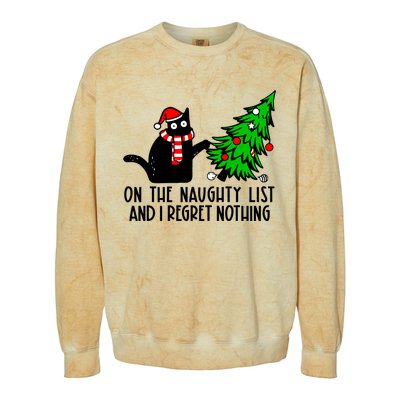 Christmas Tree Cat On The Naughty List And I Regret Nothing Gift Colorblast Crewneck Sweatshirt