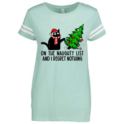 Christmas Tree Cat On The Naughty List And I Regret Nothing Gift Enza Ladies Jersey Football T-Shirt