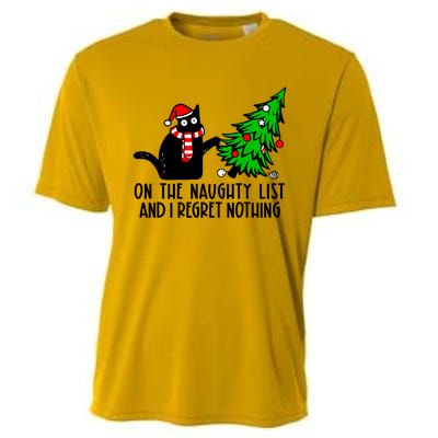 Christmas Tree Cat On The Naughty List And I Regret Nothing Gift Cooling Performance Crew T-Shirt