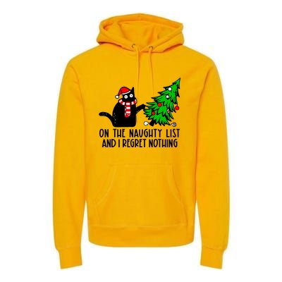 Christmas Tree Cat On The Naughty List And I Regret Nothing Gift Premium Hoodie