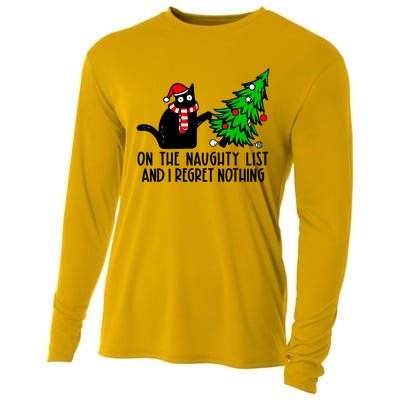 Christmas Tree Cat On The Naughty List And I Regret Nothing Gift Cooling Performance Long Sleeve Crew