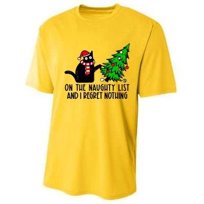 Christmas Tree Cat On The Naughty List And I Regret Nothing Gift Performance Sprint T-Shirt