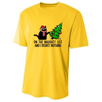 Christmas Tree Cat On The Naughty List And I Regret Nothing Gift Youth Performance Sprint T-Shirt