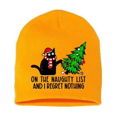 Christmas Tree Cat On The Naughty List And I Regret Nothing Gift Short Acrylic Beanie