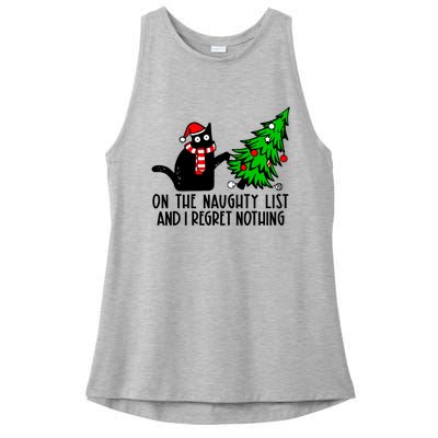 Christmas Tree Cat On The Naughty List And I Regret Nothing Gift Ladies PosiCharge Tri-Blend Wicking Tank