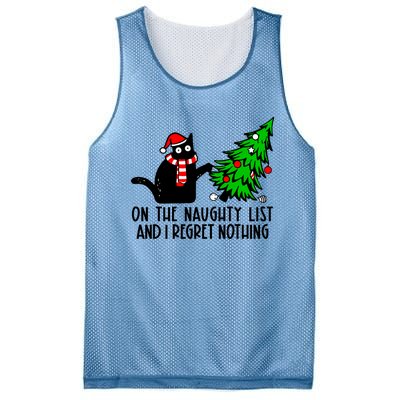 Christmas Tree Cat On The Naughty List And I Regret Nothing Gift Mesh Reversible Basketball Jersey Tank