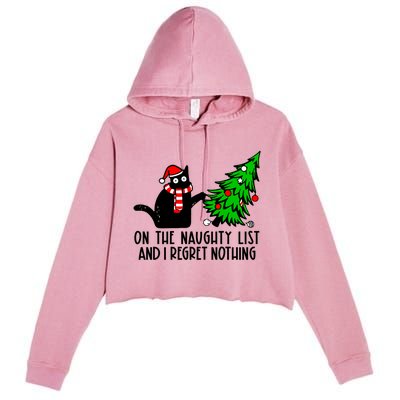 Christmas Tree Cat On The Naughty List And I Regret Nothing Gift Crop Fleece Hoodie