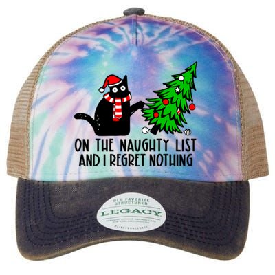 Christmas Tree Cat On The Naughty List And I Regret Nothing Gift Legacy Tie Dye Trucker Hat