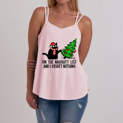 Christmas Tree Cat On The Naughty List And I Regret Nothing Gift Women's Strappy Tank