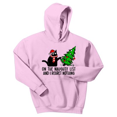 Christmas Tree Cat On The Naughty List And I Regret Nothing Gift Kids Hoodie