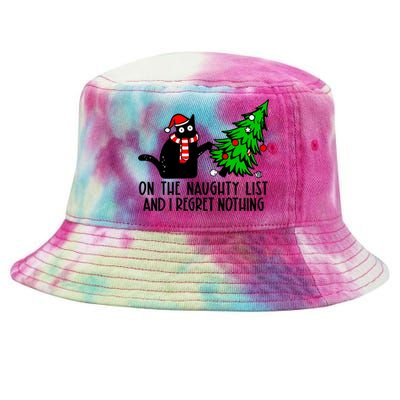 Christmas Tree Cat On The Naughty List And I Regret Nothing Gift Tie-Dyed Bucket Hat