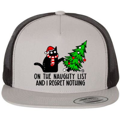 Christmas Tree Cat On The Naughty List And I Regret Nothing Gift Flat Bill Trucker Hat