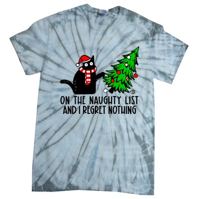 Christmas Tree Cat On The Naughty List And I Regret Nothing Gift Tie-Dye T-Shirt