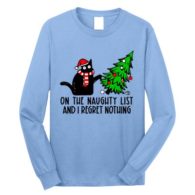 Christmas Tree Cat On The Naughty List And I Regret Nothing Gift Long Sleeve Shirt