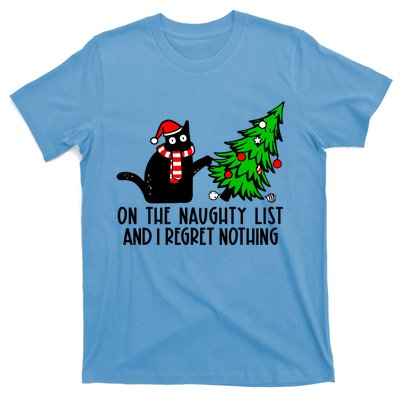 Christmas Tree Cat On The Naughty List And I Regret Nothing Gift T-Shirt