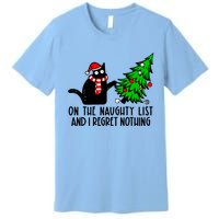 Christmas Tree Cat On The Naughty List And I Regret Nothing Gift Premium T-Shirt